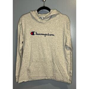 Champion Long Sleeve Hooded Shirt in Gray - Women’s - Size Medium